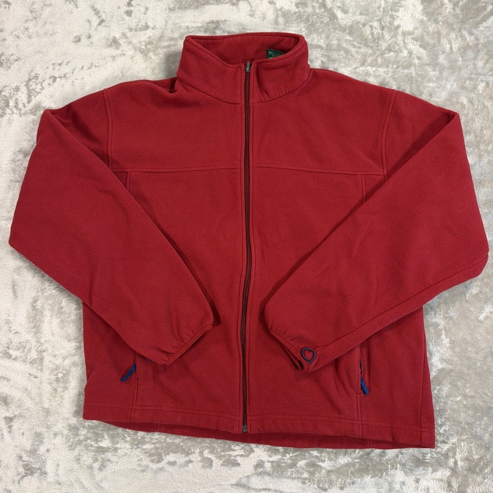L.L. Bean Men's Red Fleece Sweater Jacket With Pockets - LG
